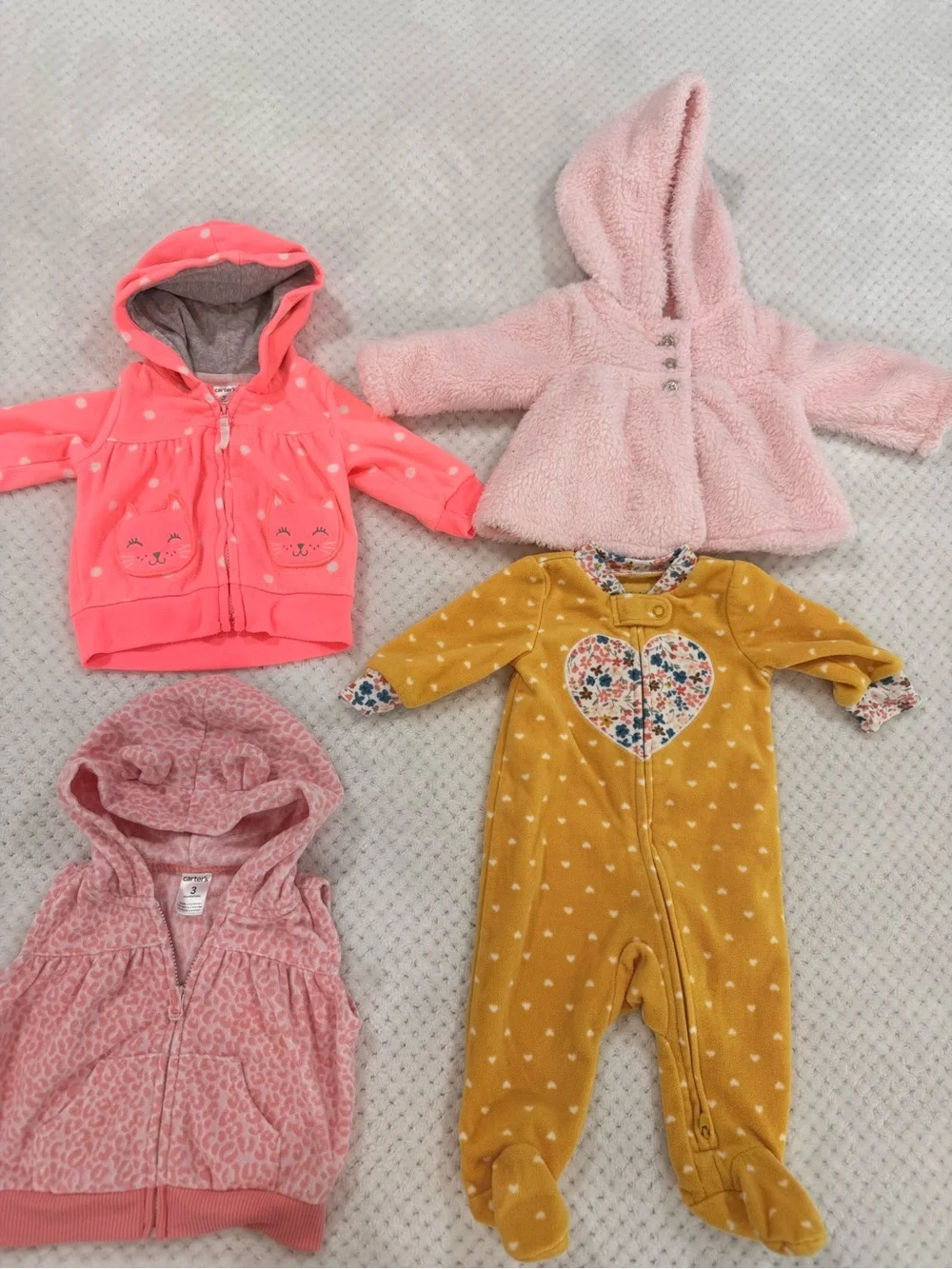 Carter’s Baby Girl Bundle 4 Pieces 3M Fleece Hoodie Vest Sleeper